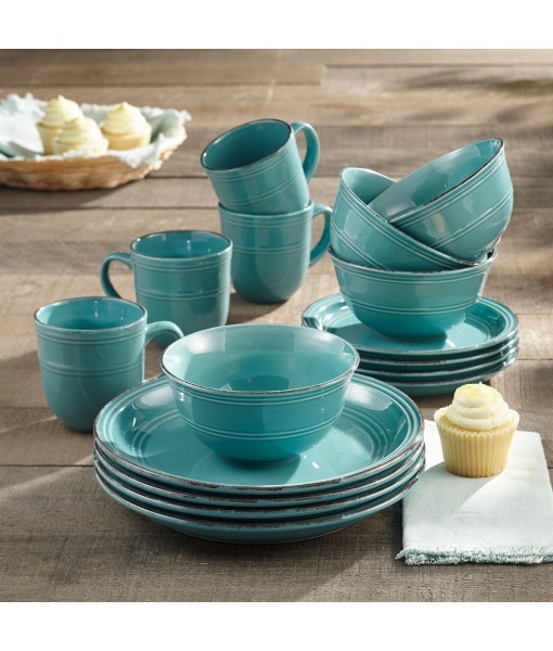 Madelyn Aqua Blue 16 Pc Dinnerware Set