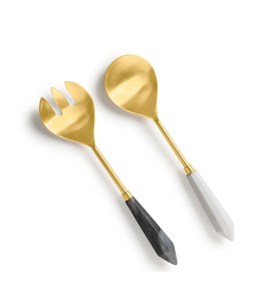 Araliya Marble & Gold Salad Servers  Set of 2