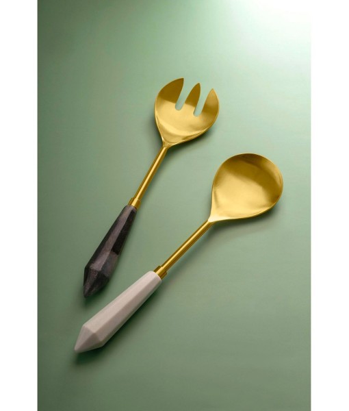 Araliya Marble & Gold Salad Servers  Set of 2