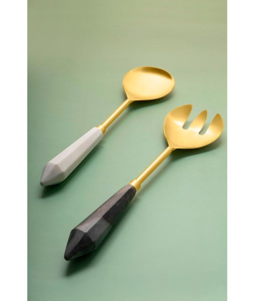 Araliya Marble & Gold Salad Servers  Set of 2