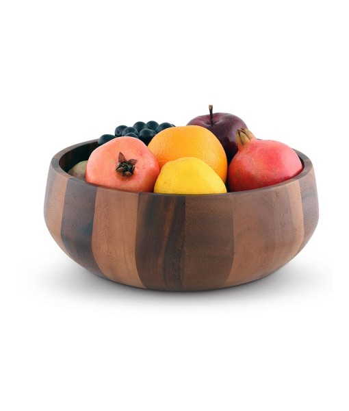 Acacia Wood Serving Bowl for Fruits or Salads Modern Round Shape Style Large Wooden Single Bowl