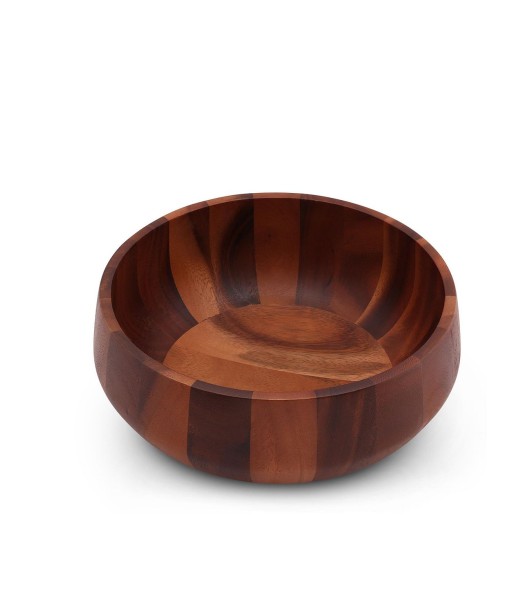 Acacia Wood Serving Bowl for Fruits or Salads Modern Round Shape Style Large Wooden Single Bowl