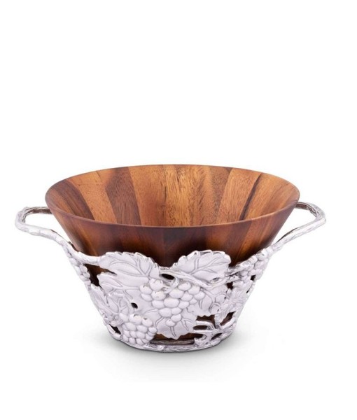 Designs Acacia Wood Salad Bowl with Aluminum Grape Pattern Stand