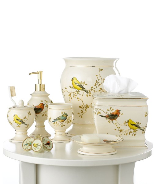 Bath Accessories  Gilded Birds Trash Can