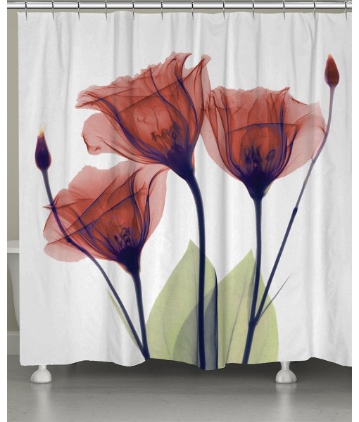 Red Gentian X-ray Flowers Shower Curtain