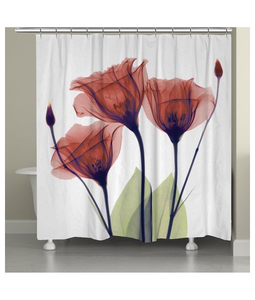 Red Gentian X-ray Flowers Shower Curtain