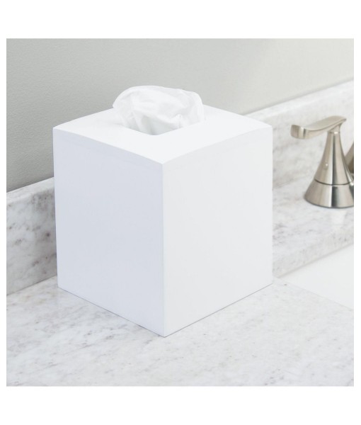 Square Bamboo Paper Facial Tissue Box Cover Holder - White