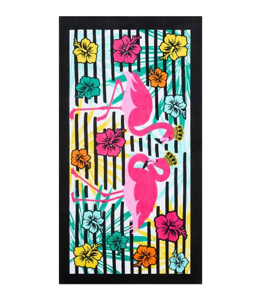 Flamingo Stripe Cotton Beach Towel  36